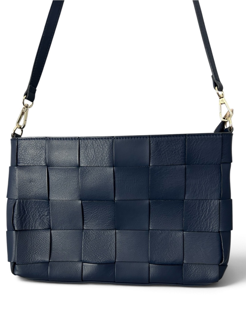 Anna Paola Navy Genuine Leather Crossbody Bag Made In Italy